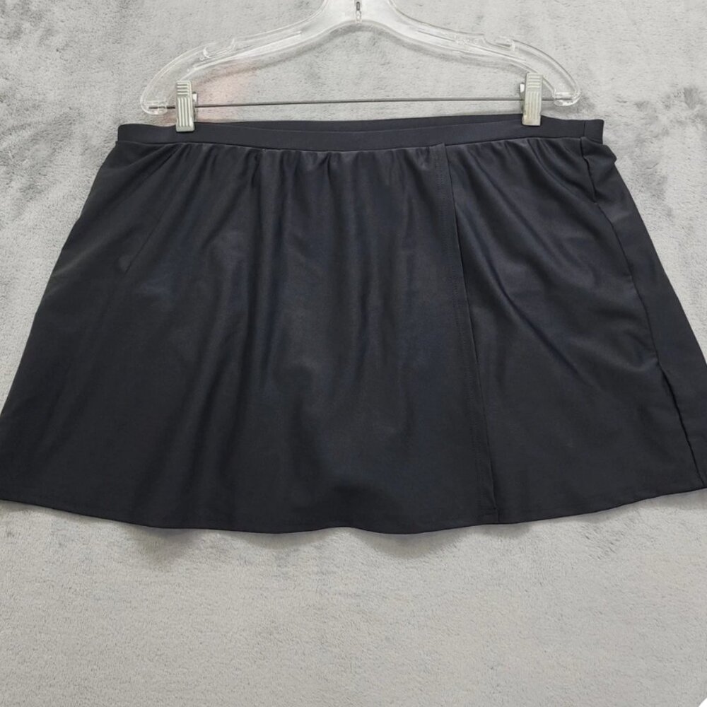 SWIM BY CACIQUE SWIM SKIRT--PLUS SIZE 22 -BLACK- BUILT IN BIKINI BOTTOM